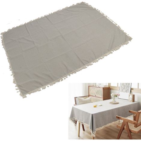 Rechteckige Tischdecke mit Quasten, 3 Grautöne, 140 x 180 cm (1/5)