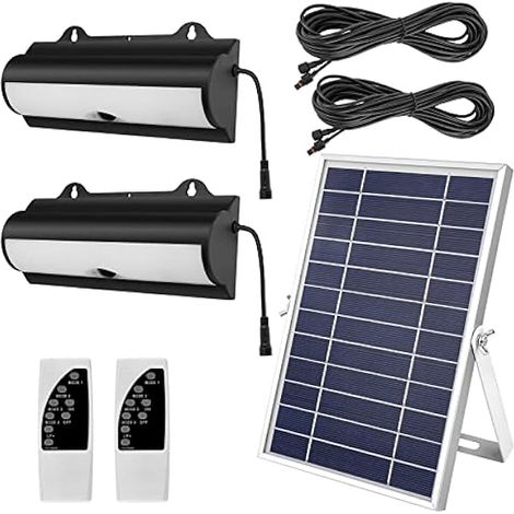 Lampe Solaire Extérieure Détecteur de Mouvement, Applique Murale Solaire Étanche IP65 avec Télécommande, 3300mAh 800LM Lumière Solaire de Jardin 4 Modes 6 Niveaux de Luminosité avec Câble de 5M (1/5)