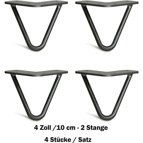 4 Stück 4 Zoll Schwarz Möbelfüße, 4er Set, Hairpin Legs Austauschbare Tisch &Schrank Beine Haarnadelbeine Tischgestell, mit Bodenschoner und Schrauben