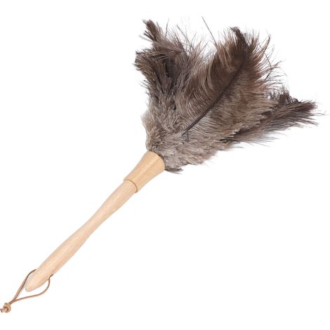 Plumeau léger, doux, à long manche, réutilisable, en plumes d'autruche noires pour la maison, le bureau et la voiture. (1/5)