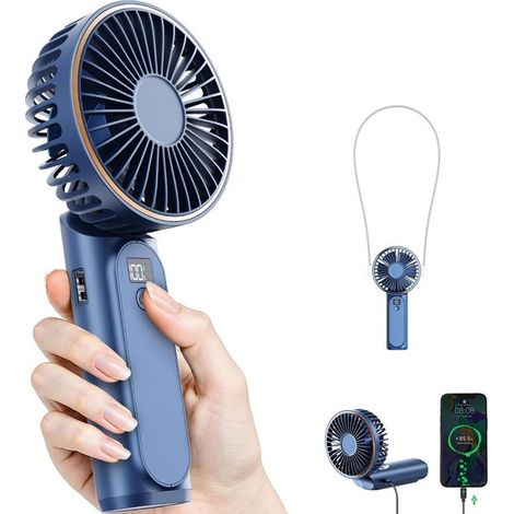 Ventilador portátil de mano，mini ventilador plegable de 180°，6 velocidades，4000 mAh，tamaño de bolsillo，uso interior/exterior (1/5)