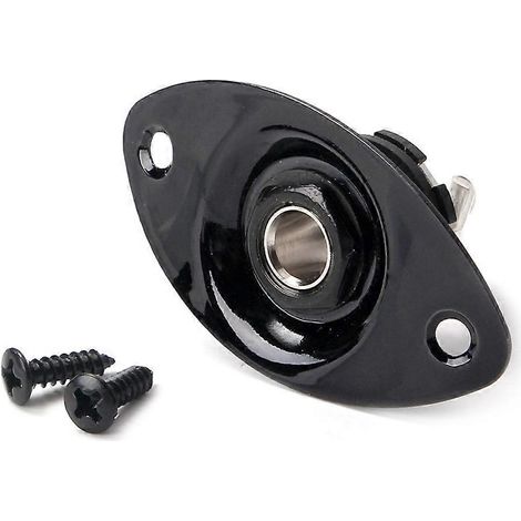 Prise jack ovale 6,35 mm (1/4 pouce) avec 2 vis de fixation pour micro de guitare électrique et basse (noire)-Black (1/2)