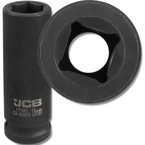 Chiave a bussola a impatto profonda JCB da 1/2" in acciaio Cr-Mo a 6 punte da 18 mm
