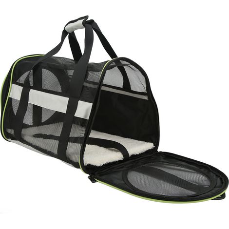 Sac de transport pour animaux de compagnie en nylon 600D pour chats et chiens, pliable, avec bandoulière réglable, gris clair (1/5)