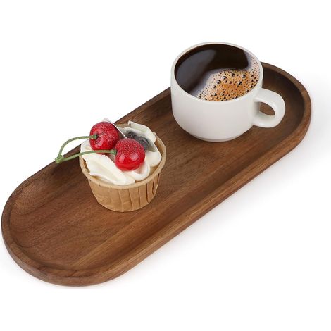 Plateau ovale acacia – 30x12x2 cm – fruits, gâteaux, café – marron naturel – décoration chaleureuse (1/5)
