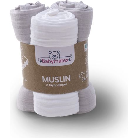 Pannolino 70x80 MUSSOLA, 3 pz. colore 42 grigio (1/5)