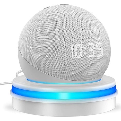 Halterung für Echo Dot 4 / Echo Dot 5 mit Leuchtfunktion, Tischständer, Zubehör, keine Schrauben erforderlich, Lautsprecherhalterung (Amazon Echo Dot 4 / Echo Dot 5, Weiß) M7