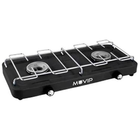Muvip Cucina a Gas 2 Fuochi Nera Portatile