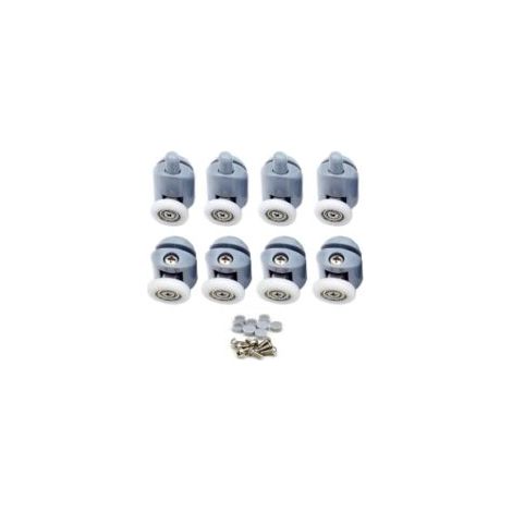 Rodillo para puerta corredera de ducha de 23 mm – Acero inoxidable y plástico PA – 8 rodillos para puertas de vidrio de 4-6 mm – Fácil instalación