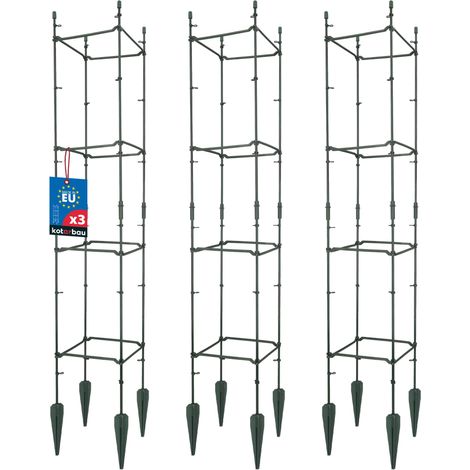 KOTARBAU® Lot De 3 Tuteur Tomate, Treillis Plante Grimpante Exterieur 29x29x120cm, Tuteurs Modulaires, Tuteur Plante, PVC, Vert, Treillis pour Plantes Grimpantes, Support Tomates Potager (1/5)