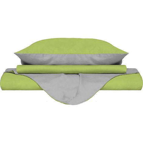 Copripiumino Matrimoniale con Sacco e Federe Doubleface Verde Acido/Grigio Chiaro (1/5)