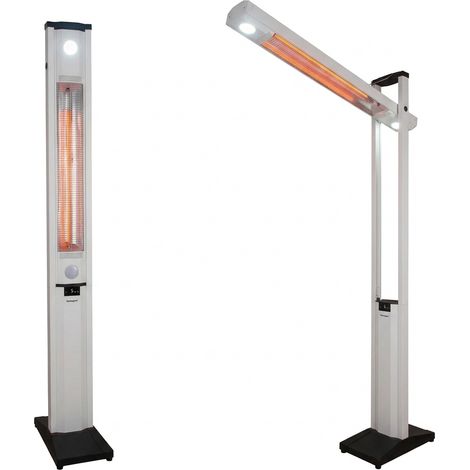 Stufa Elettrica ad infrarossi da Esterno 50x25x200 cm in Fibra di Carbonio con Luce Led Skyline Bianco Latte (1/5)