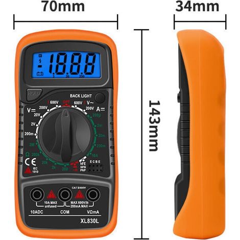 Professionelles Multimeter Mini Größe XL830L 2000 Digits für Auto Batterie Haushalt Elektronik Reparatur mit Sicherheitszertifizierung robust (1/3)