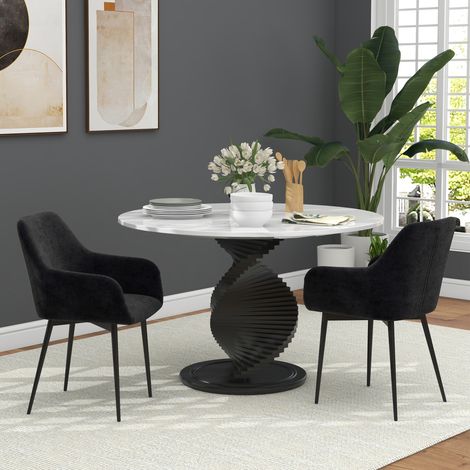 Juego de 2 sillas de comedor tapizadas de estilo nórdico, sillas de cocina de tela, sillón tapizado con reposabrazos y patas de acero para sala de estar, 54x57x80 cm, negro