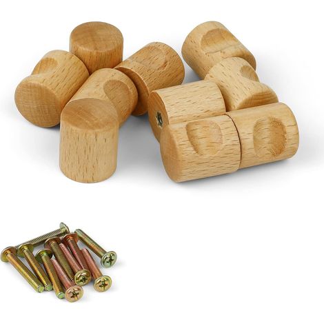 Tiradores de madera natural para cajones, juego de 10, fáciles de limpiar, para armarios y muebles de interior, diseño clásico.