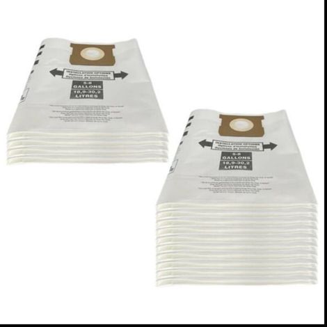Sacchetto antipolvere universale Ridgid VF per aspirapolvere a secco da 5 a 8 galloni per aspirapolvere Shop Vac da 45420 galloni