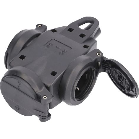 3-fach Verteilersteckdose mit 360° Sicherheitsklappdeckel IP44