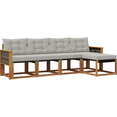 Outdoor Sofa Set with Cushion 5 pcs Natural and Light Grey vidaXL (1/5)