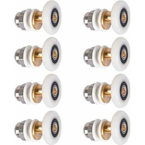 Roulette Porte Douche, Roulettes De Porte Coulissante Cabine De Douche Porte Poulies Roue De Rechange Pour Rouleau Avec Diamètre De Roues 27mm, 8 Pièces (1/4)