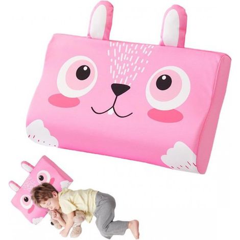 Oreiller enfant en mousse à mémoire de forme, oreiller berceau, housse incluse, oreiller pour enfant, oreiller de sieste pour enfant, unisexe pour garçons et filles (Lapin) (1/5)
