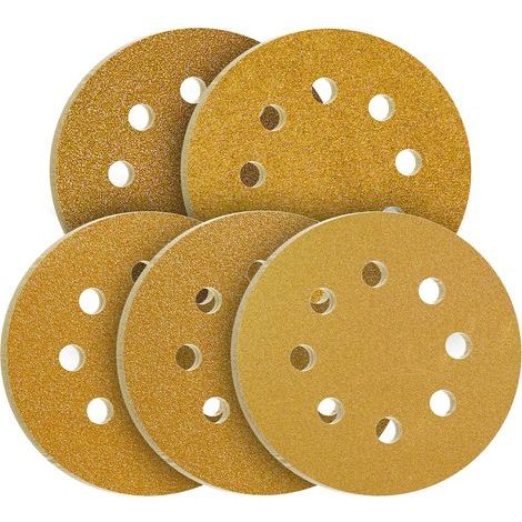 Disque Poncage 125mm 40/60/80/120/240 Grain Mixte Papier Poncer 100pcs Disques Abrasif pour Ponceuse Excentrique Papier de Verre (1/4)