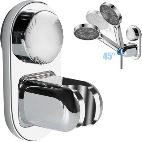 Support Pommeau de Douche, Réglable Support de Ventouse Mural Amovible ABS Chromé Universel Support Douchette à main Remplaçable pour Salle de Bain, Argenté (1/5)