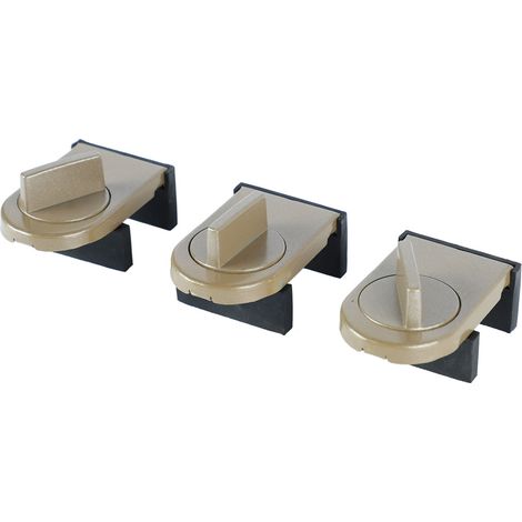 Verrou de sécurité coulissant en alliage d'aluminium pour fenêtre, lot de 3, marron, idéal pour maison, chambre, salle de bain, bureau (1/5)