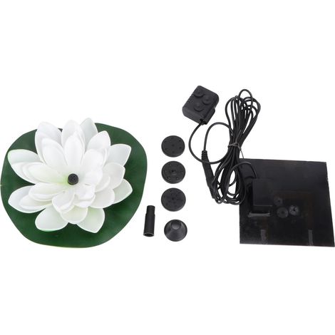 Fontaine Solaire Flottante de Lotus Blanche Décoration de Jardin Extérieur Pompe à Eau Silencieuse Basse Consommation pour Bassin Aquarium et Aménagement Paysager
