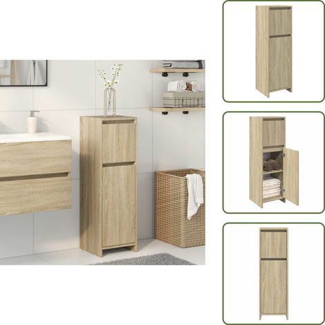 Armario de baño con cajón - vidaXL Armario de baño madera contrachapada color roble 30x30x95 cm -