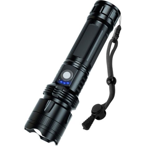 High Lumen Rechargeable LED Flashlights, 200,000 Lumens Super Bright Powerful Flashlights, 5 Modes, Waterproof Flashlight for Emergency, Hiking