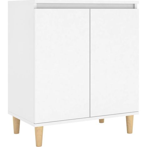 Buffet avec pieds en bois massif Blanc 60x35x70 (1/5)