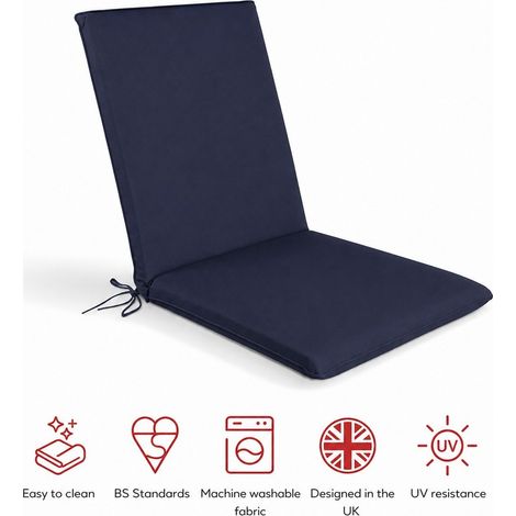 SP Low Back Recliner Pad Cushion - L100 x W43 x H6 cm - Navy