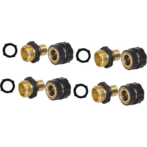 4ensembles Raccord De Tuyau Arrosage Mâle Et Femelle Laiton Connecteur Rapide pour Tuyau Arrosage Lot de Adaptateurs (1/5)