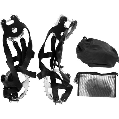 1 Paire 18 Dents Crampons Anti-Glace Extérieurs avec Sac Imperméable Noir L (41-46) (1/5)