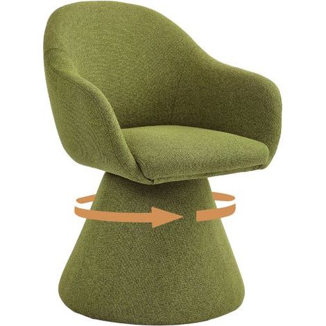 GOEURVANT Chaise de Salle à Manger en Tissu Texturé Vert Mousse - Fauteuil Dîner Design Cocon Ergonomique avec Accoudoirs, Base Conique Stable, 150 kg (1/5)