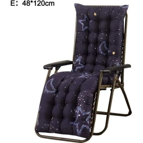 Coussin Chaise Longue Bain De Soleil,Coussin Transat Jardin Exterieur avec Capuche Antidérapante pour Jardin Patio, 48x120cm, Bleu (1/4)