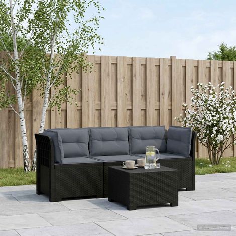 vidaXL 3-Seater Garden Sofa with Cushions Rattan Look PP Anthracite (1/5)
