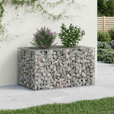 Gabionen Hochbeet Silber 100 x 60 x 55 cm Verzinkter Stahl