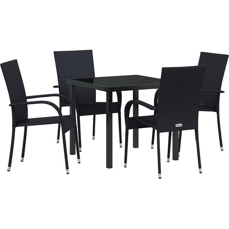 Maison Exclusive - Set da Pranzo per Giardino 5 pz Nero (1/5)