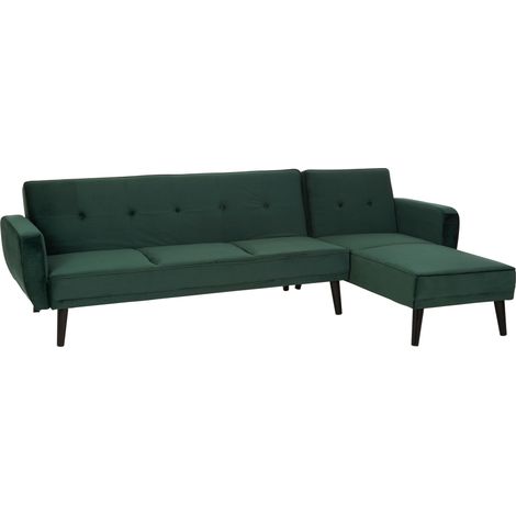 Premier Housewares Corner Sofas For Living Room 3 Seater Sofa Modern Design Velvet Fabric Rubberwood Legs Green Corner Sofa / 3 Seater Sofas 269 x 151 x 84 (1/5)