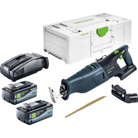 Festool RSC 18 EB-Basic Akku Säbelsäge 18 V Brushless + 2x Akku 8,0 Ah + Schnellladegerät + Systainer