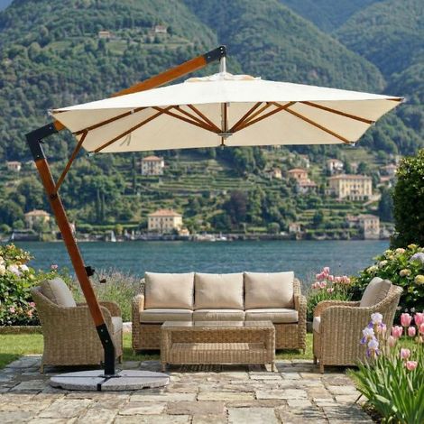 Ombrellone da giardino 3x3 mt palo laterale con accessori