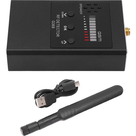 Détecteur de caméra RF 300MHz-2700MHz, scanner de signal sans fil noir, indicateur LED sonore et vibratoire, ajustable. (1/5)