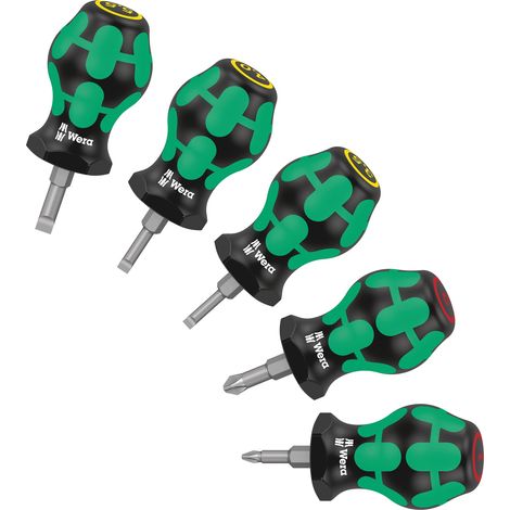 Wera 05008870001 Stubby Set 1 Slotted & Phillips 5 Piece Short Screwdriver Set