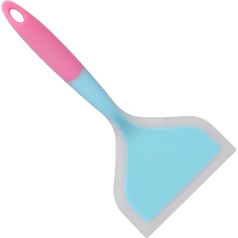 Spatule en Silicone avec Bouche Large et Design Bicolore, Pelle de Cuisson Antiadhésive pour Tamagoyaki, Crêpes, Viande, Boeuf, Omelette japonaise. (tête de pelle bleue) (1/5)