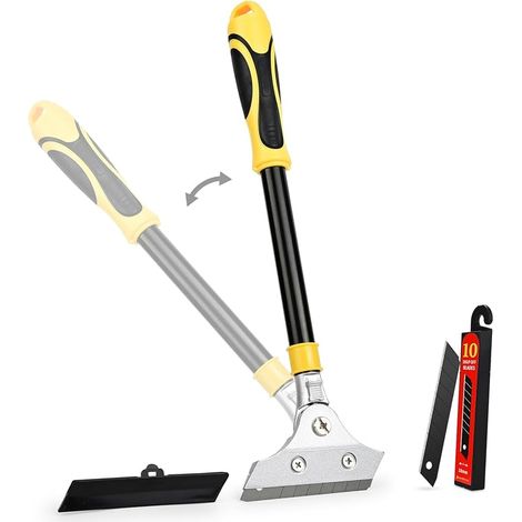 Kit Grattoir Vitre - Grattoir à Vitre à Tête Rotative avec 10 Lames 100mm, pour Plaque avec 5 Lames en Acier pour Gratter Peinture, Colle sur Sol, Verre, Carreau et Mur (1/5)