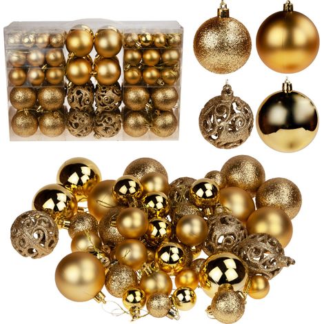 TG66272-3 GOLDENES WEIHNACHTSBAUMKUGEL-SET XXL 100 Stück MUSTER 6/4/3 cm 100 Stück