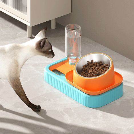 Bol Pour Animaux - Double Bol Alimentation Et Eau - Antirenversement - Chauffage À Eau Chaude - 32 X 19,5 X 13 Cm - 1 Pièce (1/5)