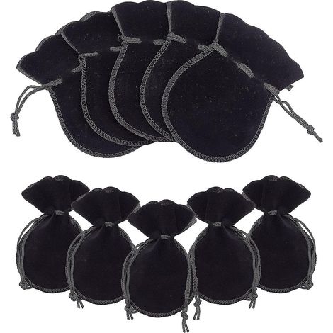 Set mit 30 Samtbeuteln mit Kordelzug, 12 x 9 cm, schwarze, kürbisförmige Geschenktüten, Bonbontüten, Schmuckaufbewahrungsbeutel, Gastgeschenke für Hochzeiten