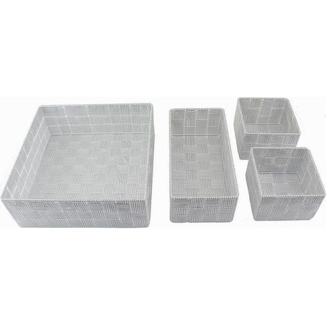 TRADE SHOP - Set 4pz Contenitori Grigio Chiaro Scatola In Tessuto Organizer Portaoggetti 79060 - (1/5)
